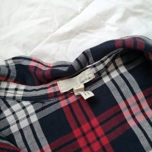 Garage red blue and white Plaid button up Shirt, size Small - Picture 3 of 9